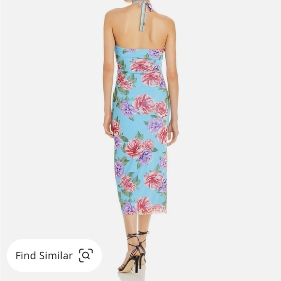 AFRM Light Blue Floral Cross Halter Dress - Picture 2 of 3